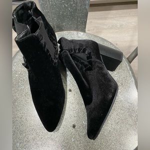 Velvet black booties, brand new size 7